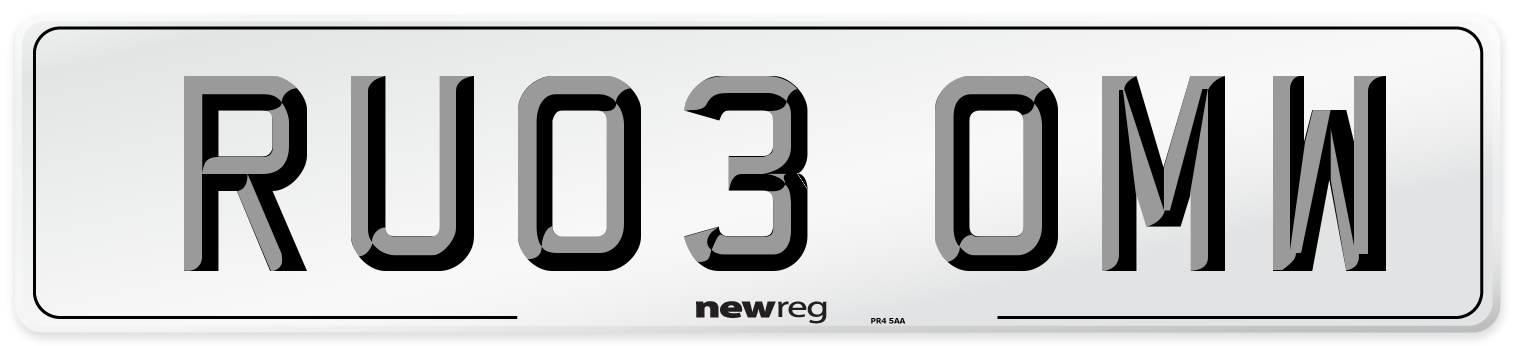 RU03 OMW Number Plate from New Reg